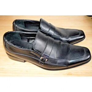 Perry Ellis Portfolio Ultra Foam Black Leather Loafer Dress Shoes Mens Size 9.5